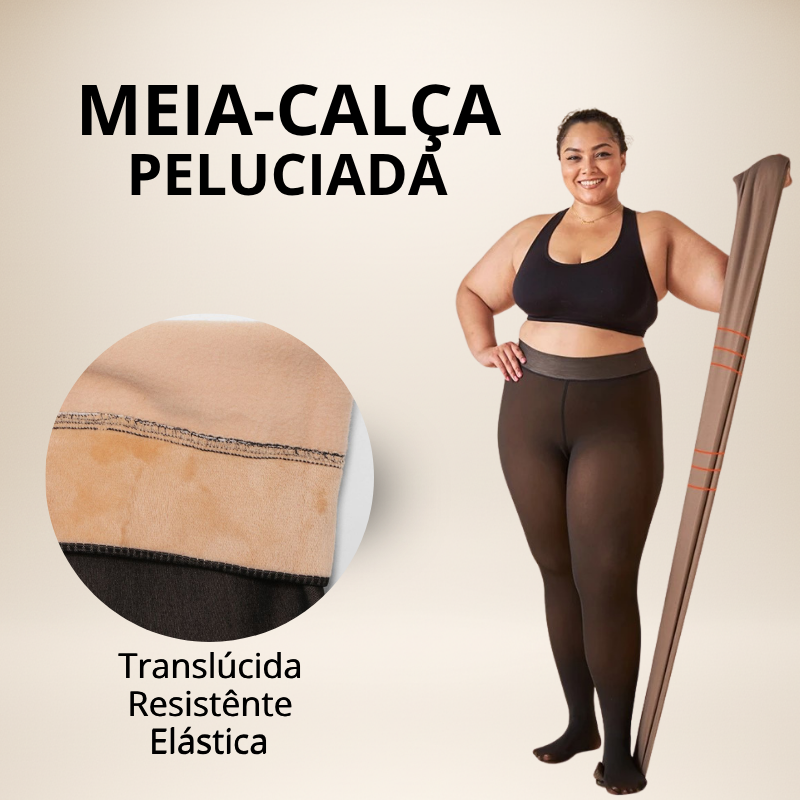 Meia-Calça Peluciada Efeito Translúcido